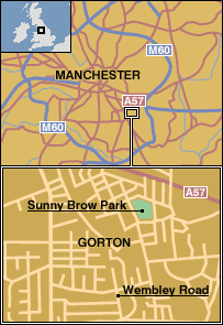 Map locating Wembley Road, Gorton